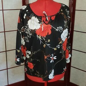 Teddi of California Black Floral Blouse